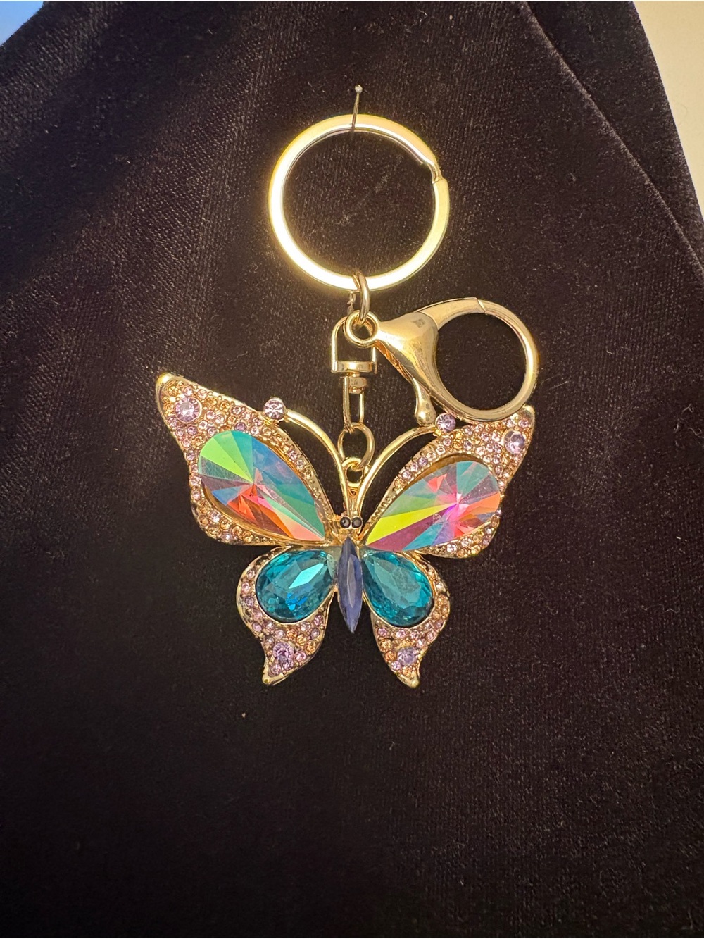 Gold Butterfly Crystal Keychain/purse bling- Multicolor